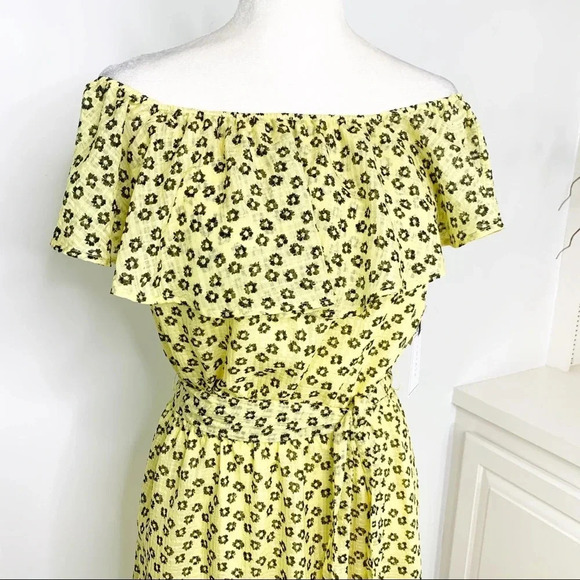 1. State Off the Shoulder Floral Print Maxi Dress Yellow Size S NWT - Picture 9 of 15